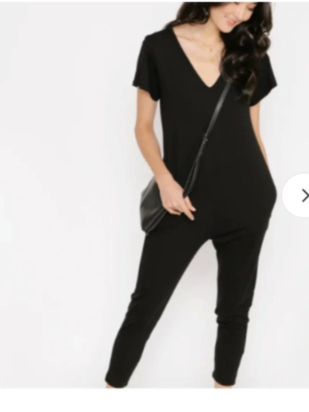 Smash + Tess Sunday Romper Large Black Cap Sleeve V Neck